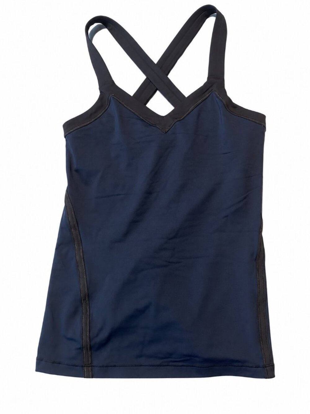 lululemon Navy Black Cross Back Tank Built In Bra Size 6 No Pads